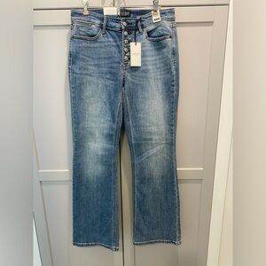 Judy Blue bootcut mid-rise jean, size 9/29, button-fly, 10” rise, 31” inseam.